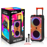 JBR-C802 Professional RGB Super Bass Wireless Trolley Karaoke Speakers FM Radio Loud Party DJ Box Outdoor Active Stereo Speaker - CompuMe